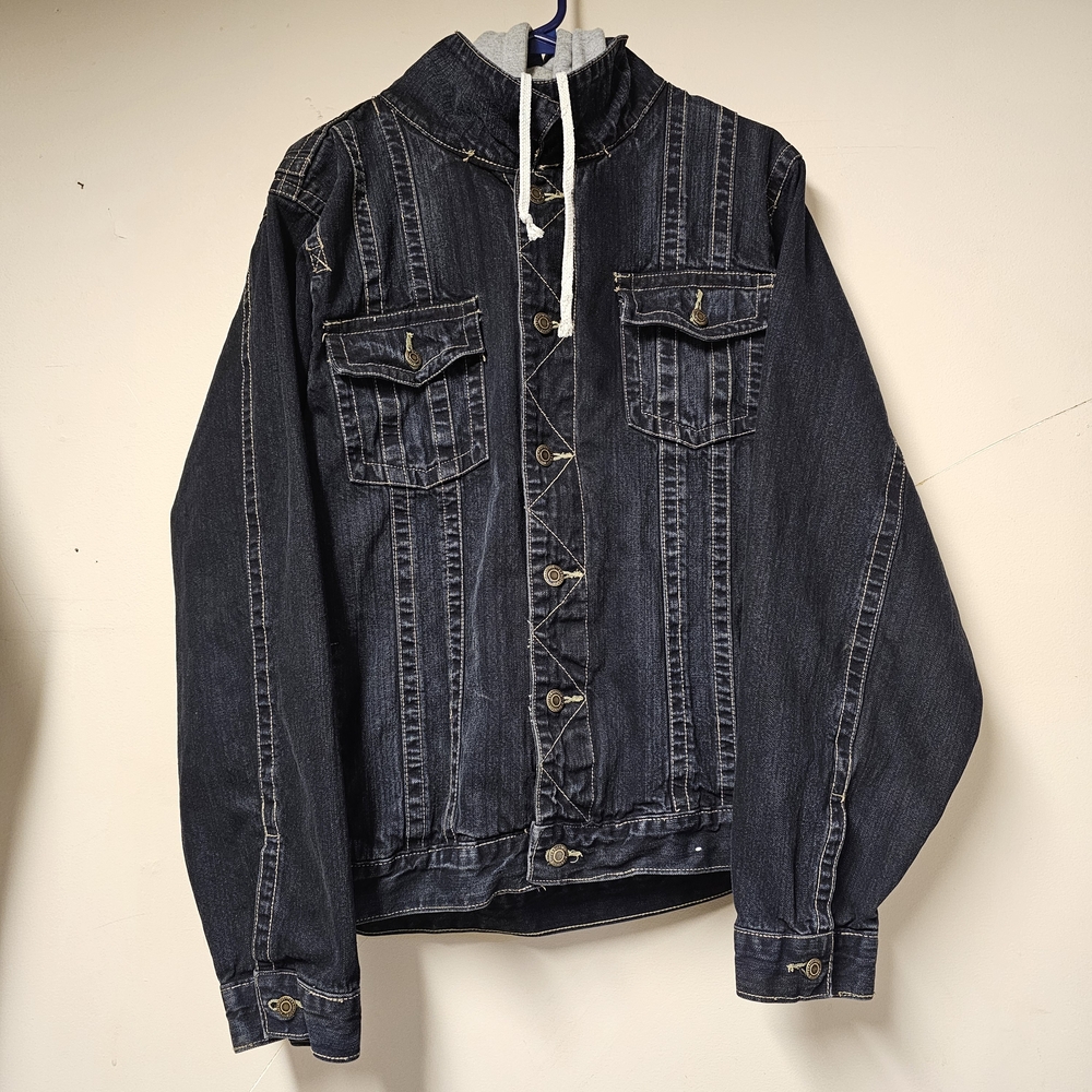 Sidestreet Gold Line XL Denim Jacket – Drawstring Hoodie Collar